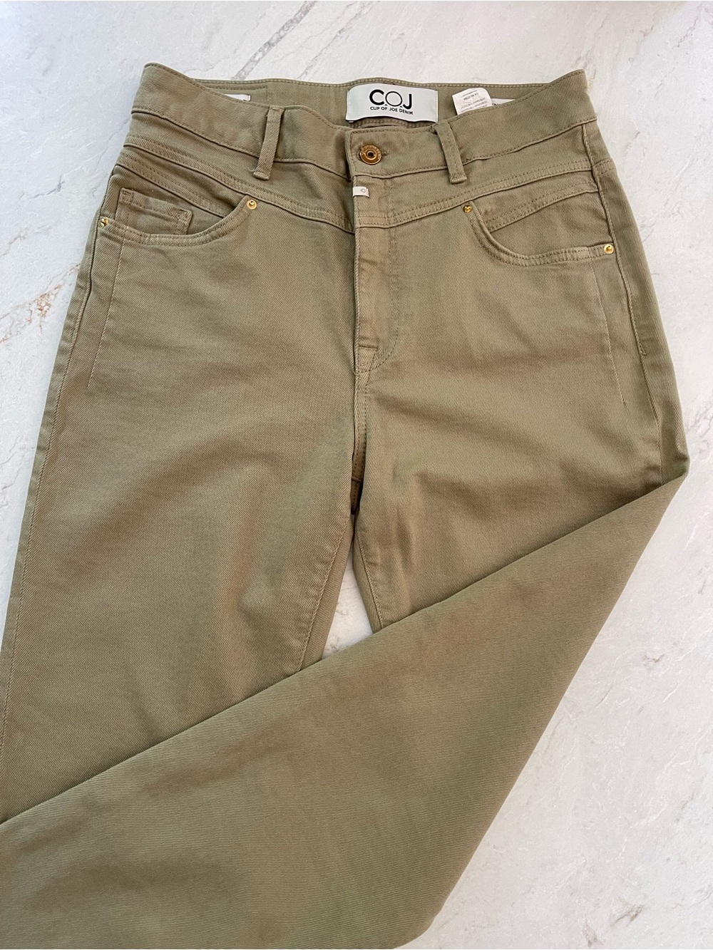 COJ Cup of Joe Tan High-Rise 5-Pocket Boyfriend/Tapered Jeans 28 FLATTERING!!